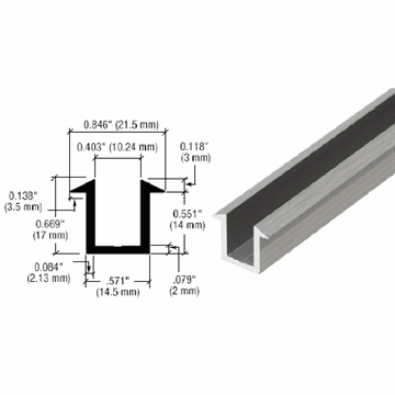 Profil til indmuring - Blank Krom - 2,40 m til 8-10 mm